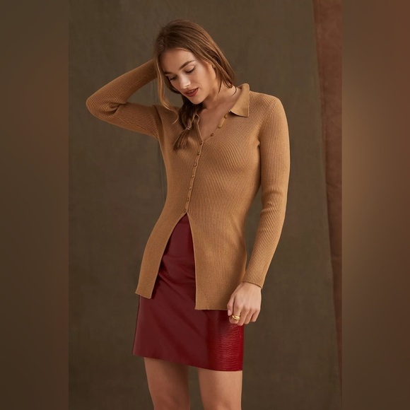 Anthropologie Maeve Ribbed Slim Cardigan(Size S) - Picture 1 of 17